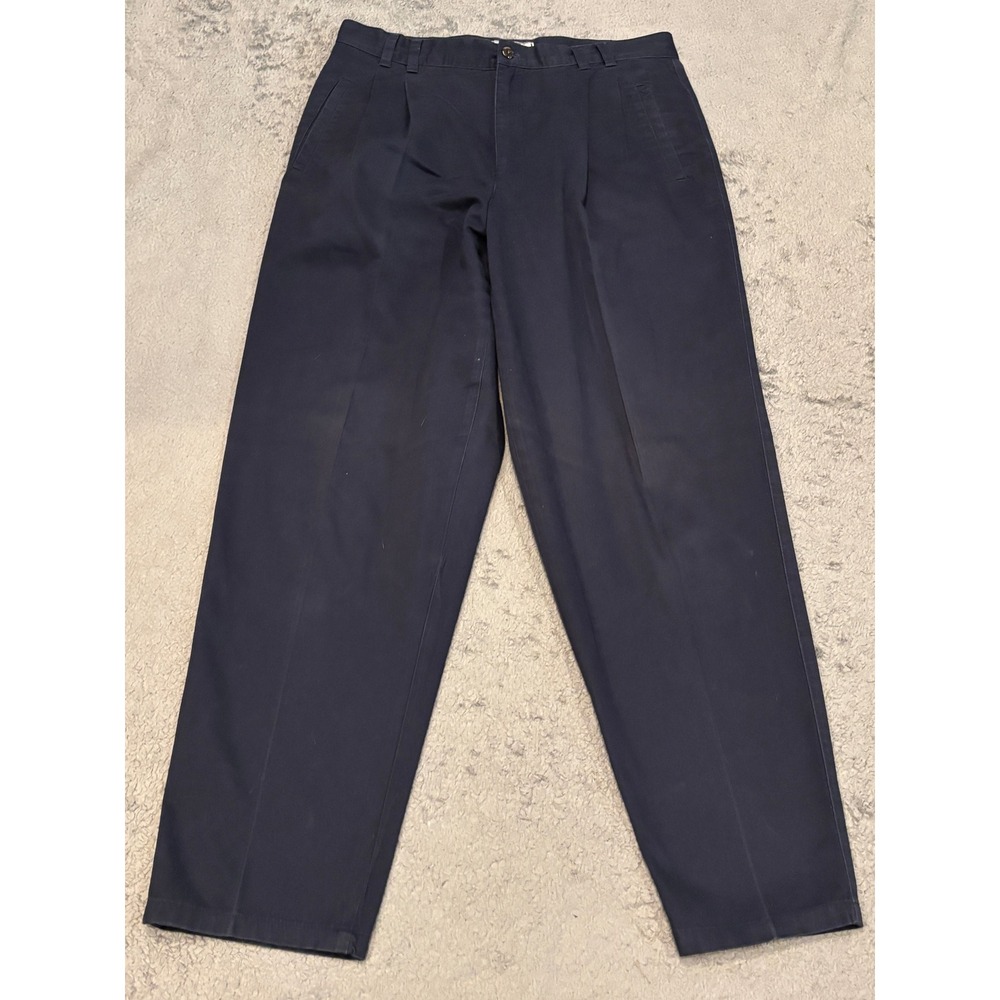 Bugle Boy for Her Navy Blue Pleated Cotton Trousers Pants Size 12 Short Vintage